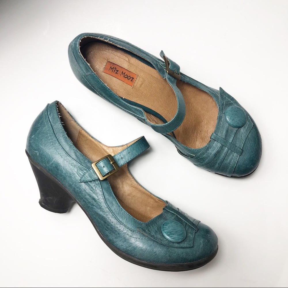 Miz Mooz Mary Jane Shoe Heel Green Pin Up